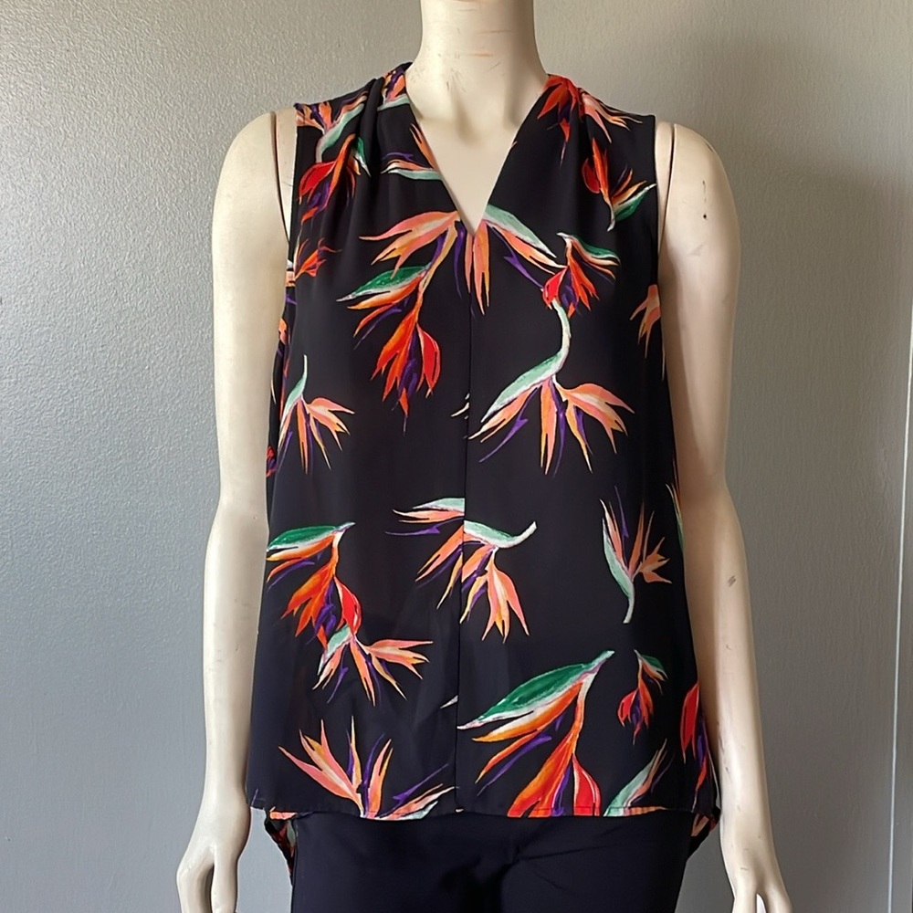 Mossino, semi sheer, floral top. Size XL